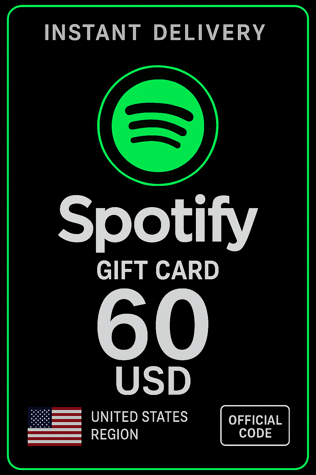 스포티파이 기프트 카드 구매 - 60 달러