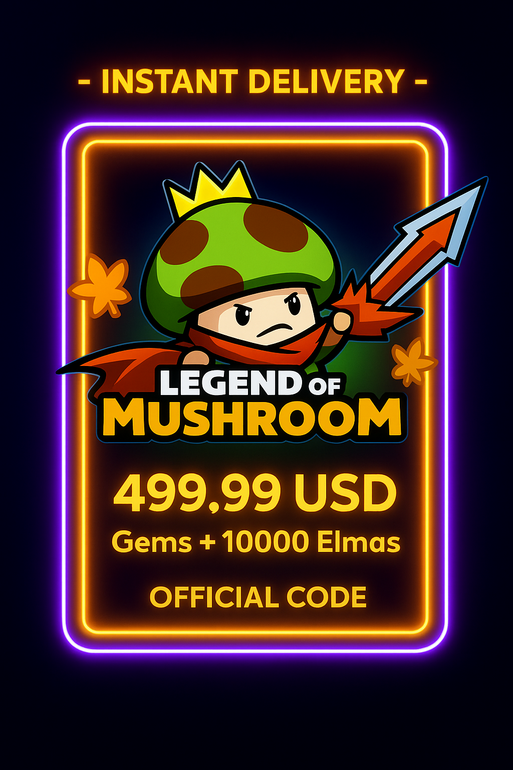 マッシュルームの伝説を499.99 USDで購入 Gems + 10000エルマス